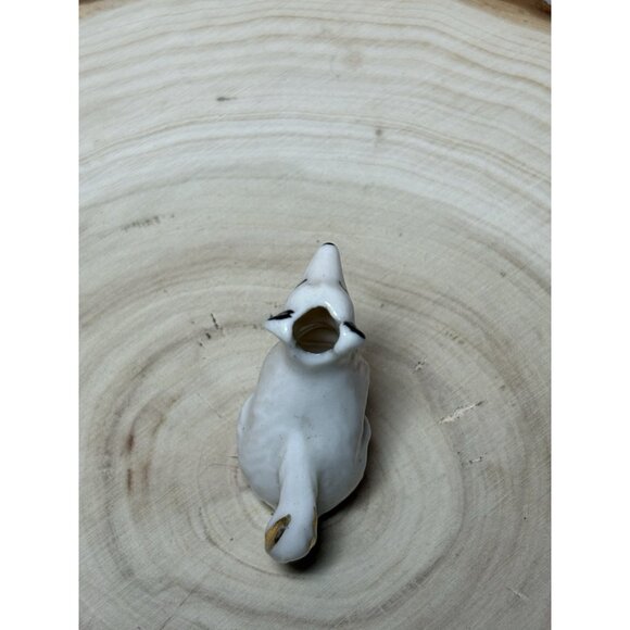Vtg Mini Porcelain Vase Dog Figurine Pitcher Terrier Puppy White Gold Doll House - Picture 5 of 7